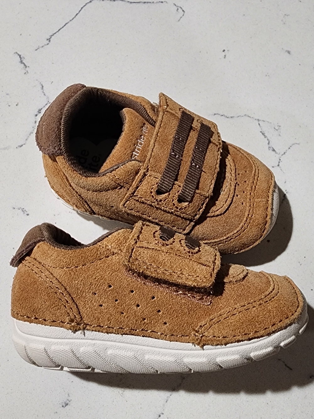 Stride Rite Soft Motion Suede Velcro Baby Sneakers, Brown, 3M